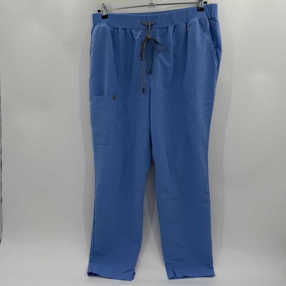 FABLETICS Scrub Pant Women Size 2XL Knit Waistband Straight Leg Light Blue Cargo